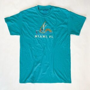 Vintage Miami Embroidered Dolphins Teal T Shirt